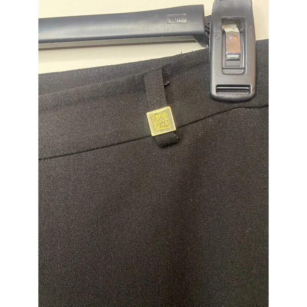 Anne Klein Womens Straight Leg Black Dress Pants Sz 8 Gold Lion Buttons Trousers - Picture 7 of 16